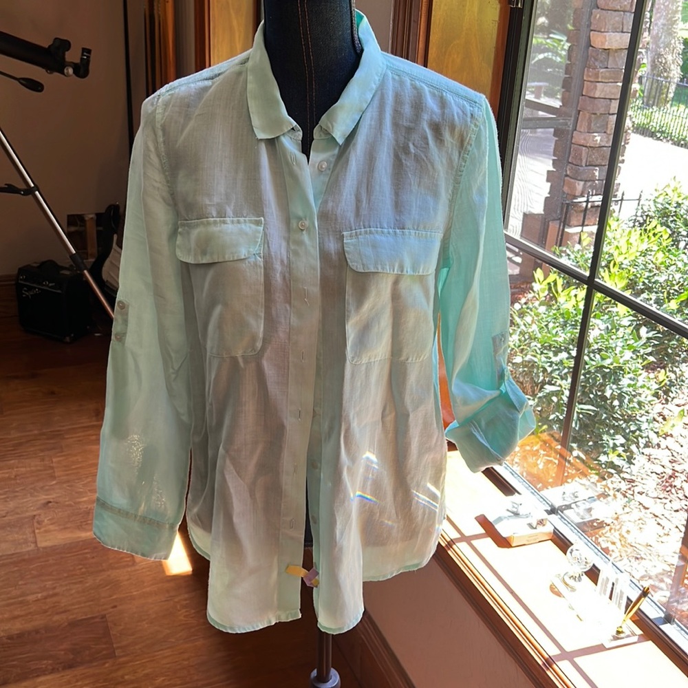 Beautiful light linen type fabric button down